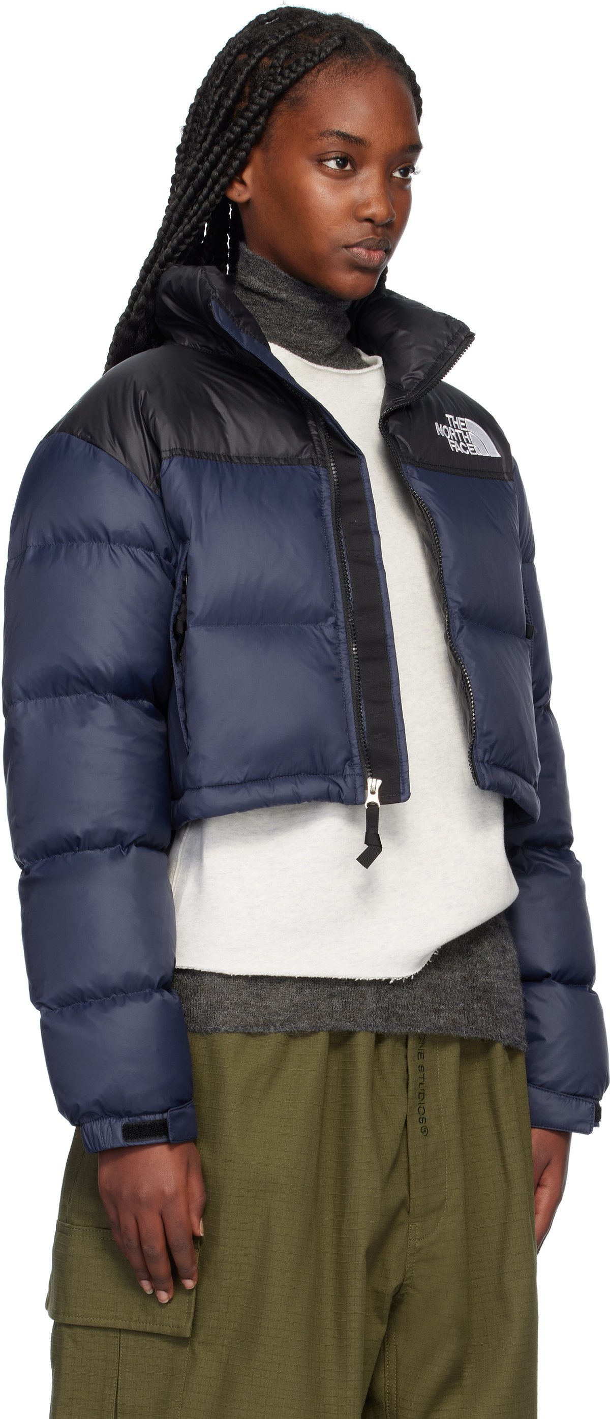 The North Face Navy & Black Nuptse Short Down Jacket The North Face