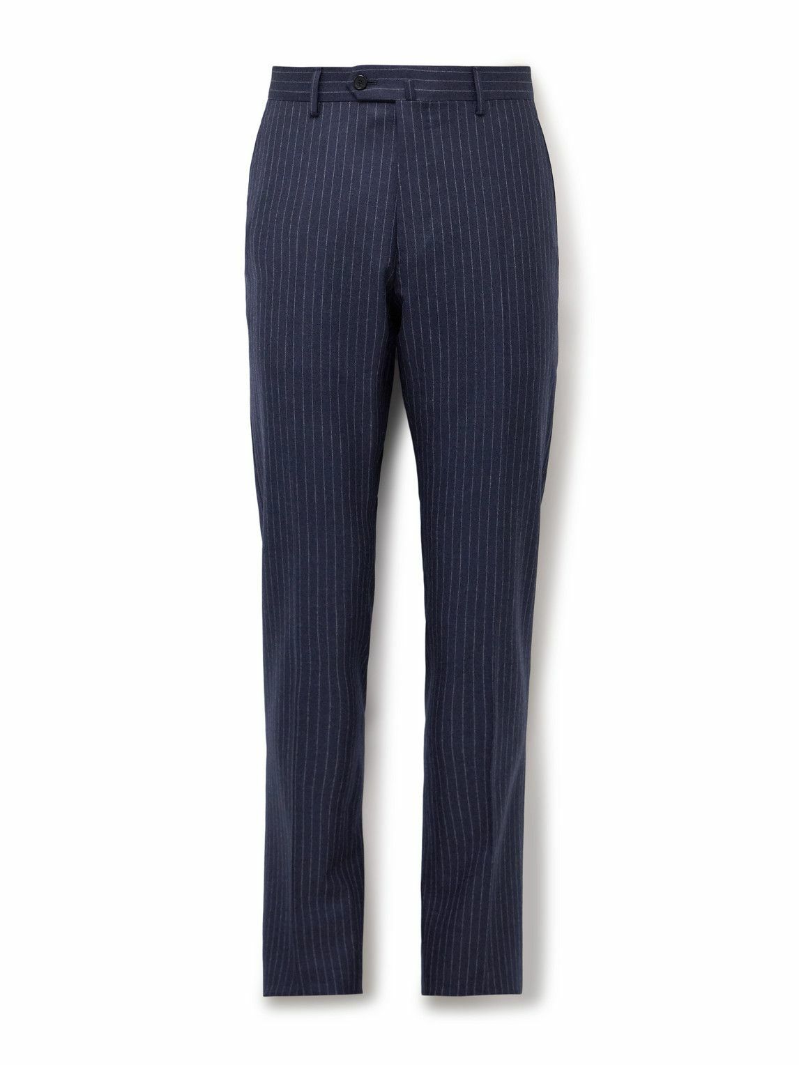 Caruso - Slim-Fit Pinstriped Wool Suit Trousers - Blue