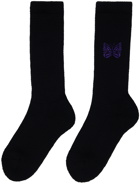 NEEDLES Black Embroidered Socks