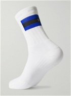 ON - Striped Stretch-Knit Tennis Socks - White
