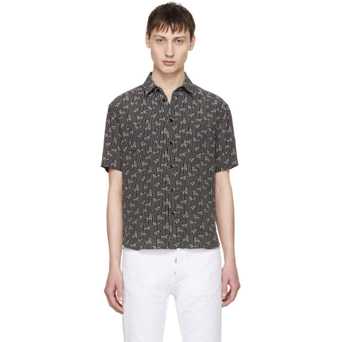 Photo: Saint Laurent Black Dots and Swirls Yves-Neck Shirt