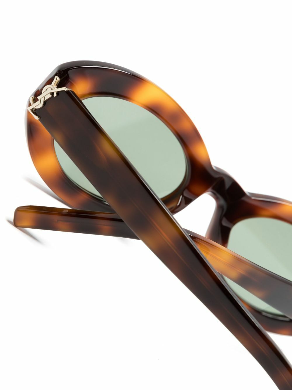 Saint Laurent Eyewear Brown Monogram Oval-Frame Sunglasses