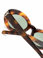 Saint Laurent Eyewear Brown Monogram Oval-Frame Sunglasses