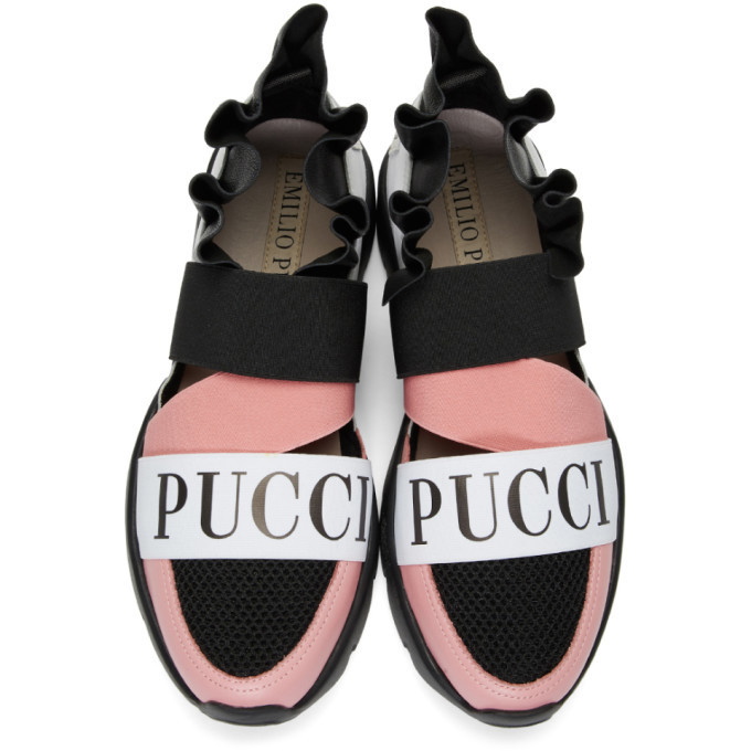 Emilio Pucci ruffle trim trainers ($545) ❤ liked on Polyvore featuring shoes,  sneakers, pull on sneakers, slip on snea…