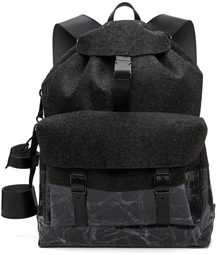 Photo: Maison Margiela Black Felt Wet Drawstring Backpack