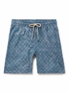 Faherty - Beacon Straight-Leg Long-Length Printed Recycled Swim Shorts - Blue