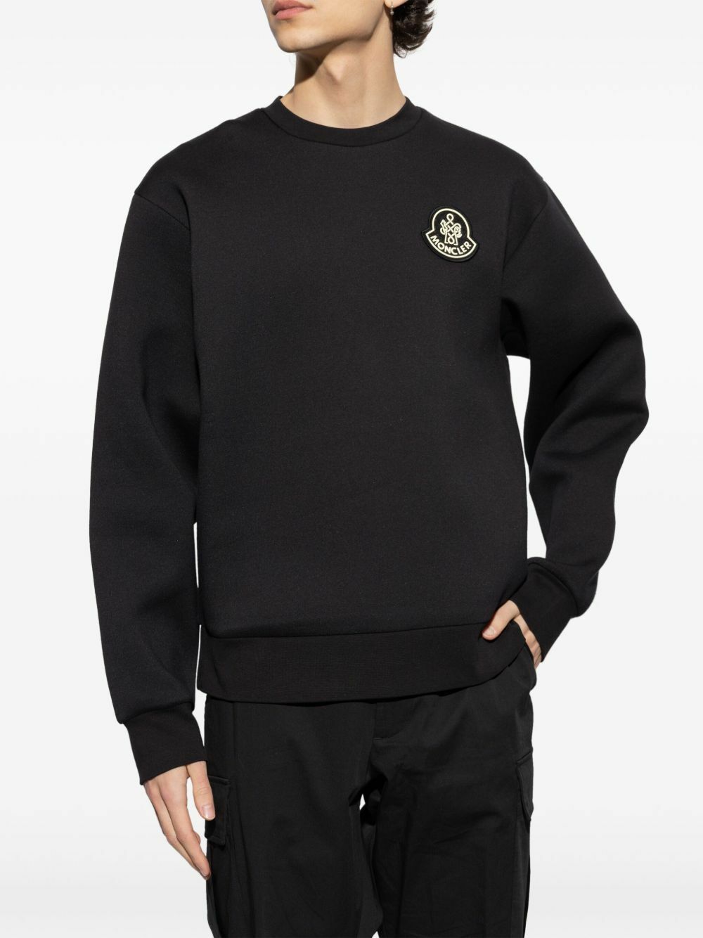 モンクレール　ロゴ　スエット　LOGO PATCH SWEATSHIRT Moncler Logo Patch Sweatshirt Black at CareOfCarl.com