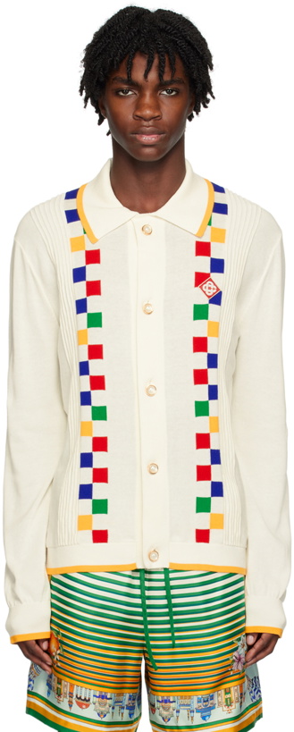 Photo: Casablanca White Intarsia Cardigan