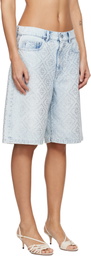 Casablanca Blue Hotfix Baggy Denim Shorts