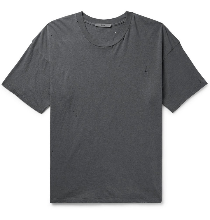 Photo: BILLY - Westlake Oversized Distressed Cotton-Jersey T-Shirt - Men - Anthracite