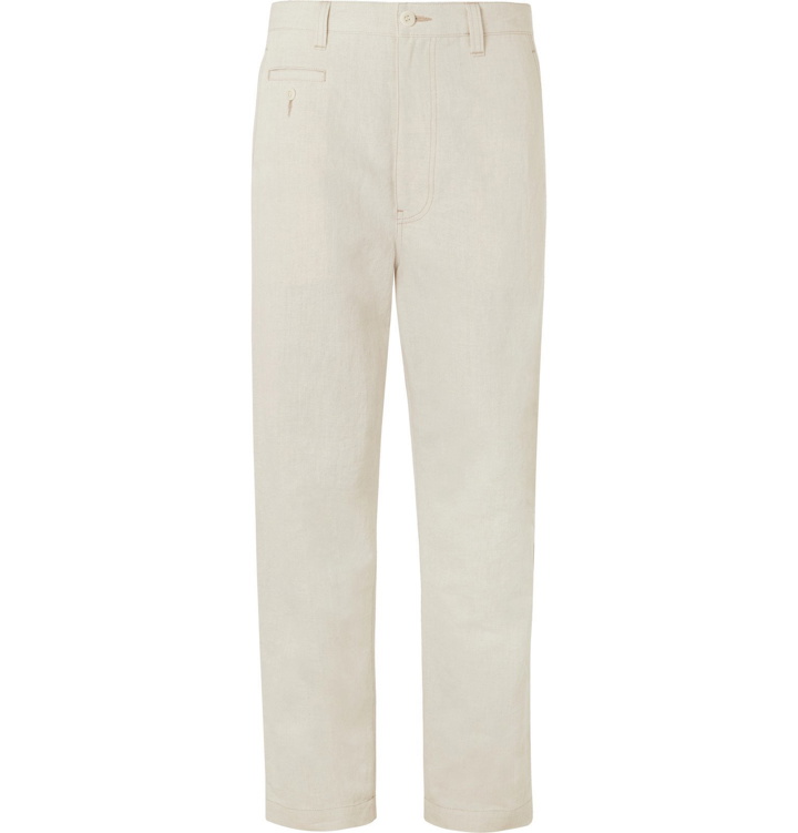 Photo: Junya Watanabe - Tapered Cotton and Linen-Blend Canvas Trousers - Neutrals