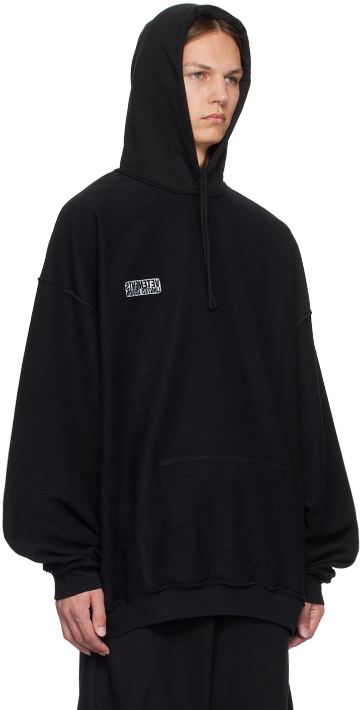 VETEMENTS Black Inside-Out Label Hoodie Vetements