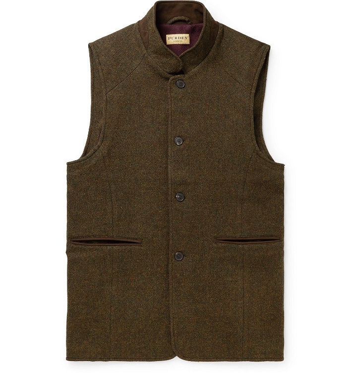 Photo: Purdey - Hawick Wool and Cashmere-Blend Tweed Gilet - Green