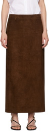 LE17SEPTEMBRE Brown Straight Leather Maxi Skirt
