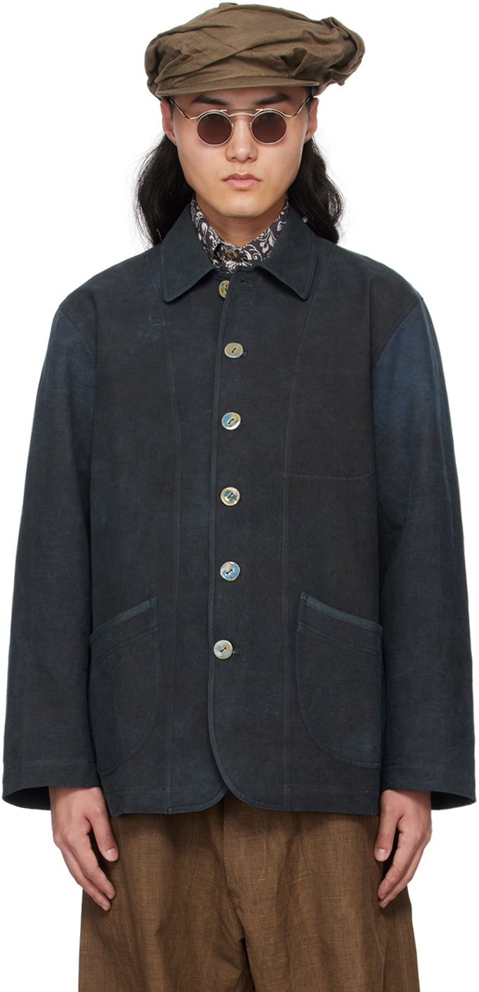 Aviva Jifei Xue Indigo Button Jacket