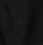 SAINT LAURENT - Slim-Fit Logo-Embroidered Cotton-Piqué Polo Shirt - Black