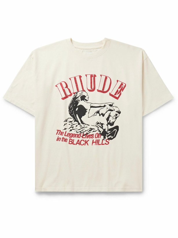 Photo: Rhude - Logo-Print Cotton-Jersey T-Shirt - Neutrals