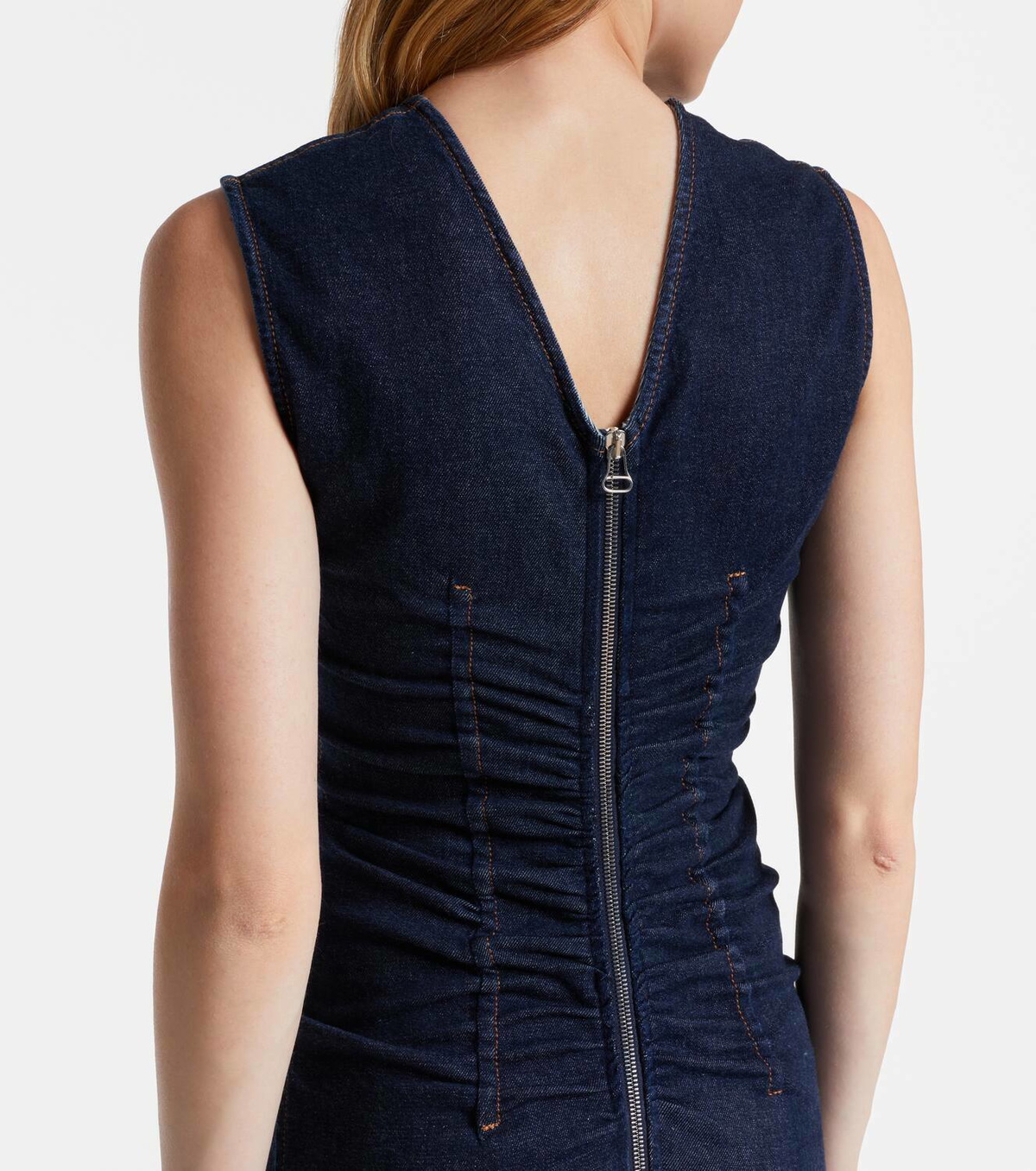 Sportmax Voto ruched denim midi dress