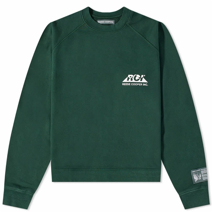 Photo: Reese Cooper Men's Moutain Logo Crew Sweat in Forest Green