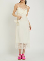Simone Rocha Lace-trimmed Crepe-de-chine Midi Dress Cream