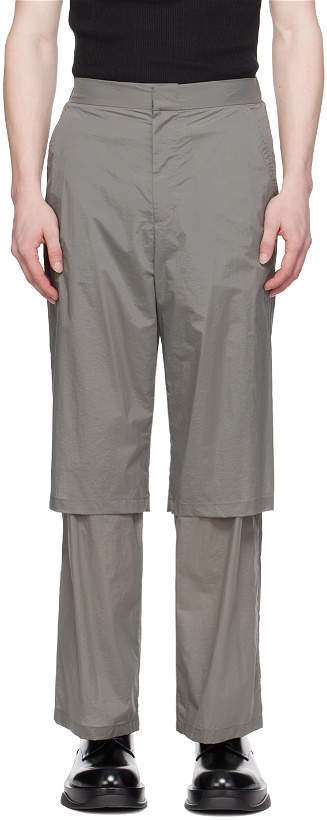 Photo: AMOMENTO Gray Semi-Sheer Trousers