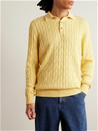 Ghiaia Cashmere - Slim-Fit Cable-Knit Cotton Polo Shirt - Yellow