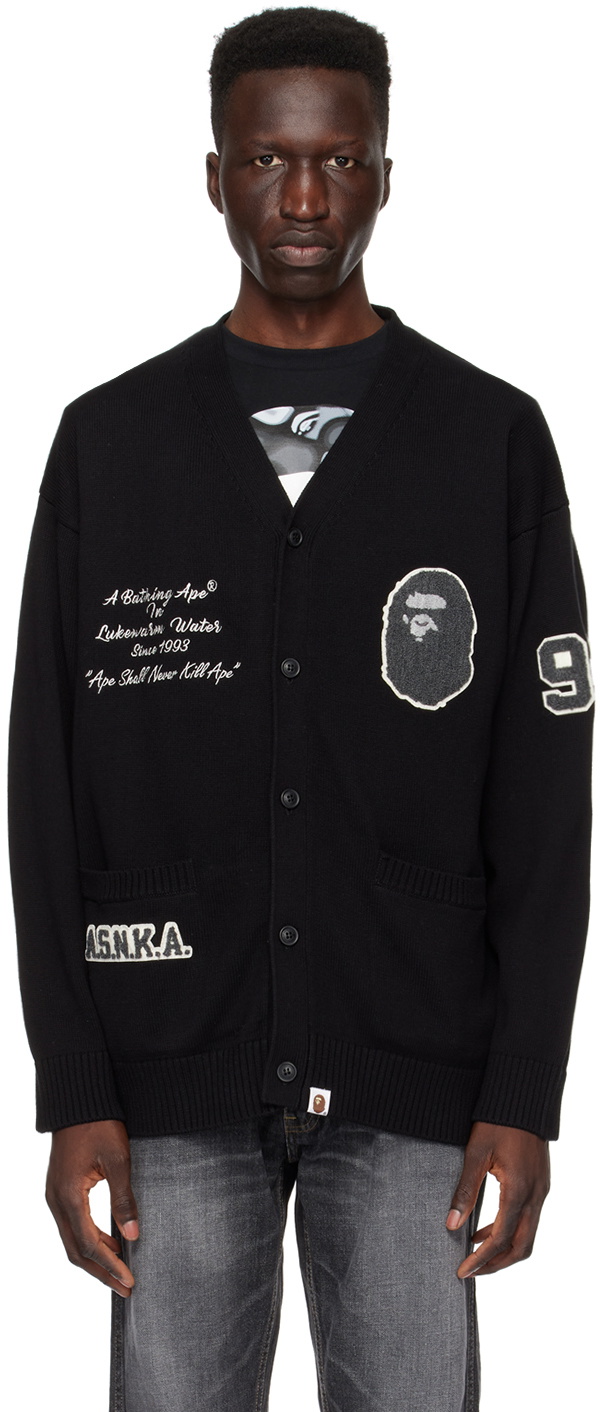 BAPE Black Embroidered Cardigan A Bathing Ape