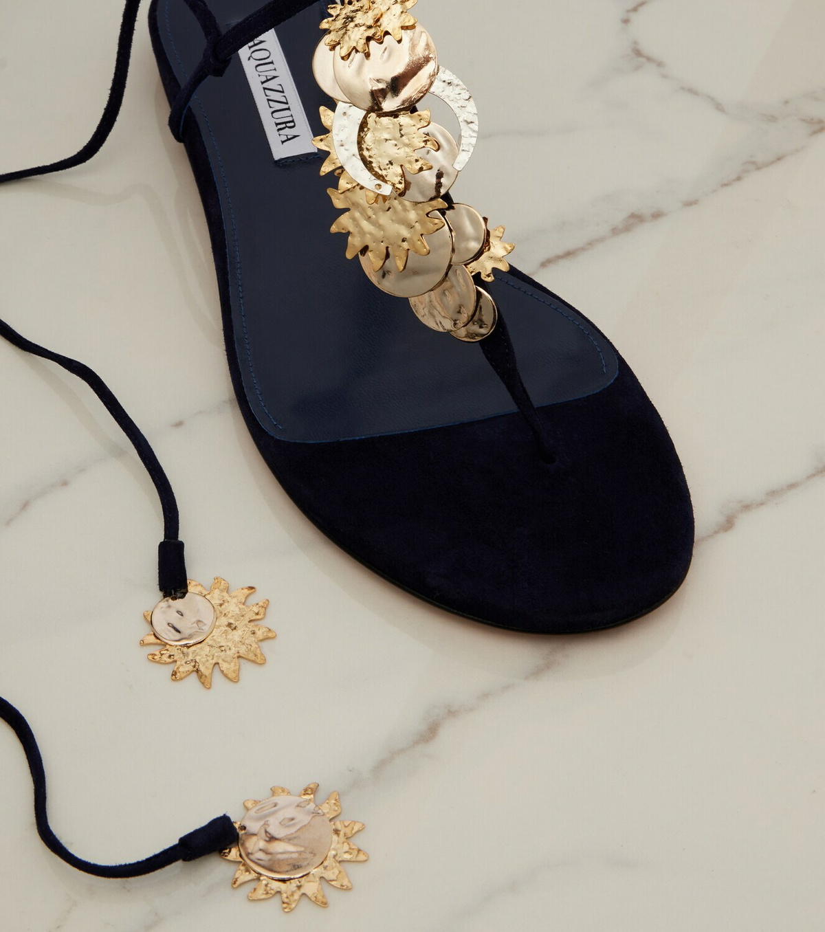 Aquazzura Night Stars embellished suede thong sandals