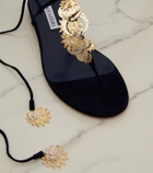Aquazzura Night Stars embellished suede thong sandals