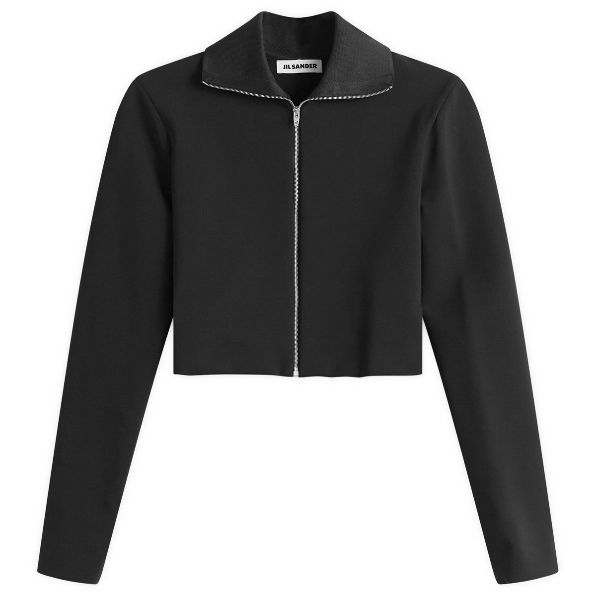 Jil Sander Women's Zip Up Jacket with Ribbed Collar in Black
