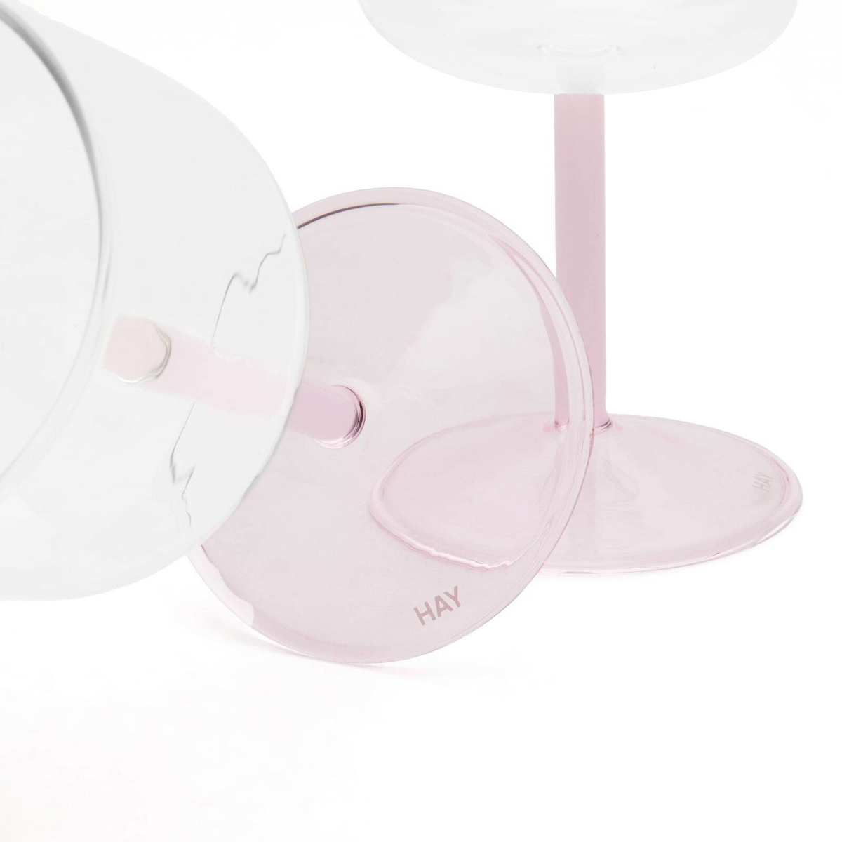 HAY Tint Wine Glass - Set of 2 in Clear/Jade Light Pink 