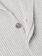 Altea - Shawl-Collar Ribbed Wool Cardigan - Gray