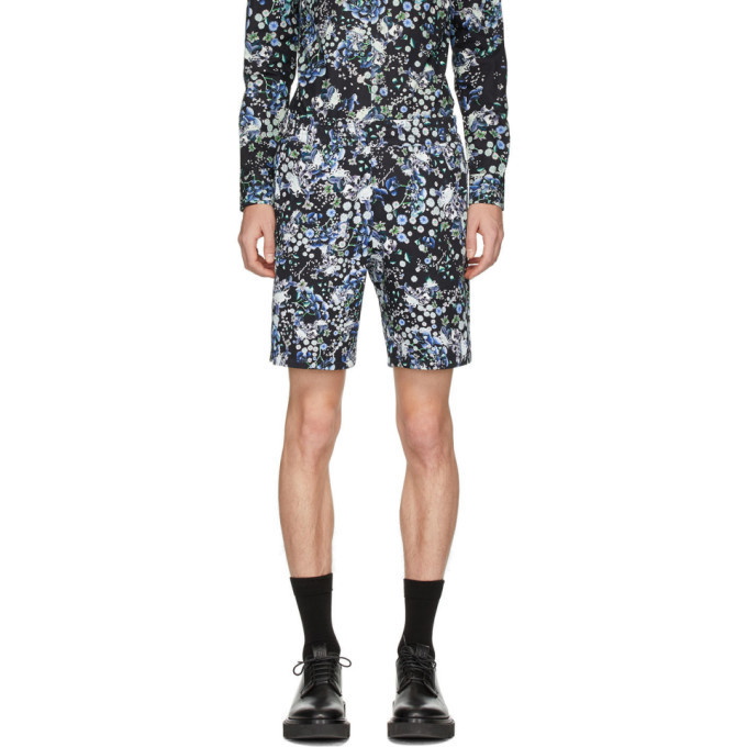 Photo: Givenchy Black and Blue Flowers Shorts