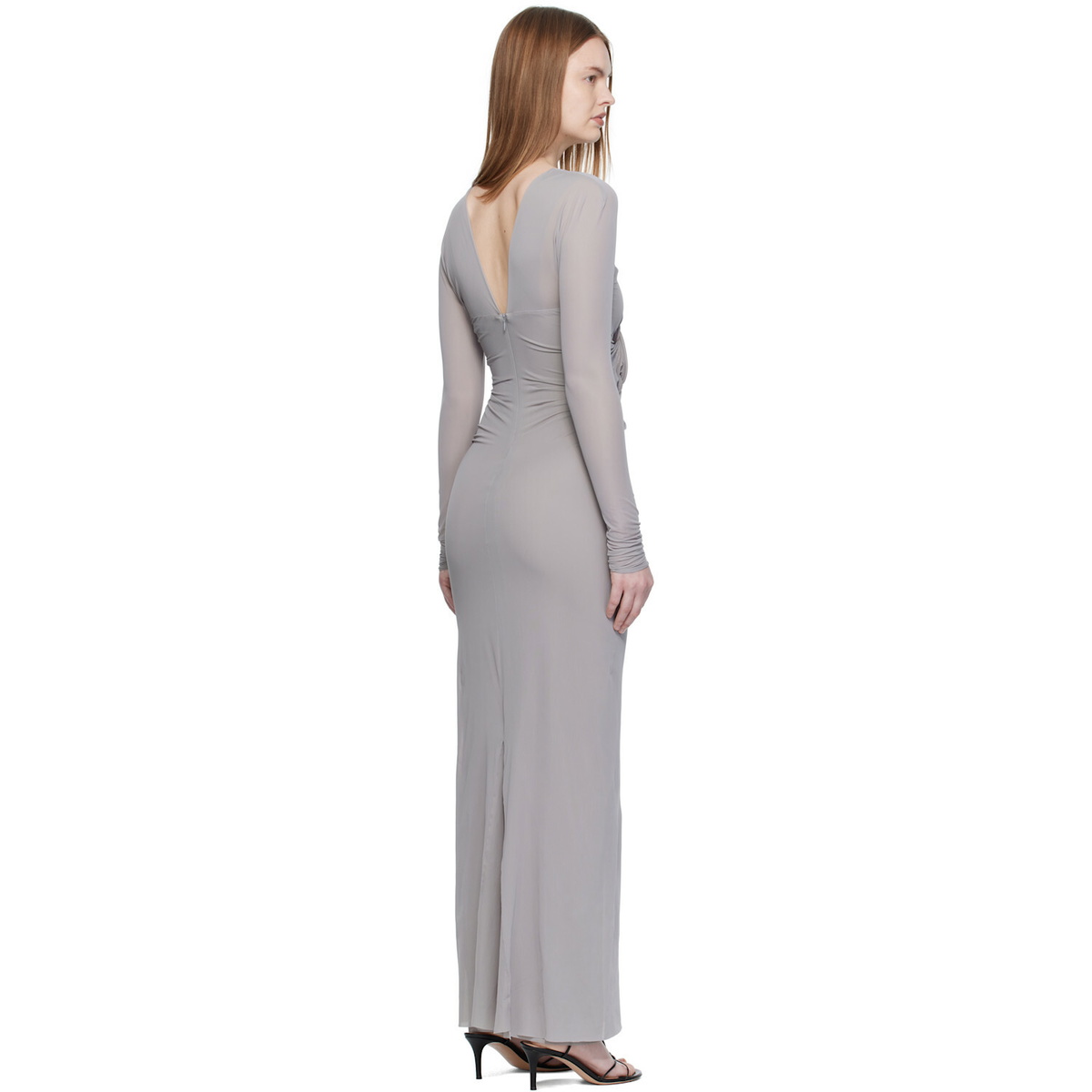 Christopher Esber Gray Moulded Venus Shawl Maxi Dress