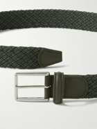 Anderson's - 3.5cm Leather-Trimmed Waxed-Cotton Belt - Green