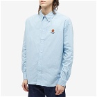 Kenzo Men's Logo Crest Button Down Poplin Shirt in Sky Blue