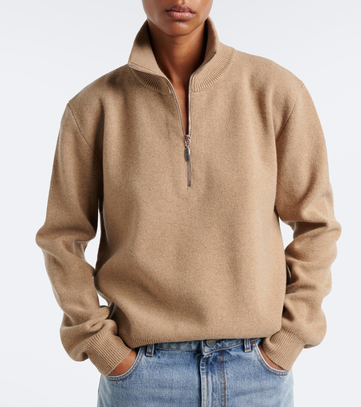 Róhe Wool-blend half-zip sweater