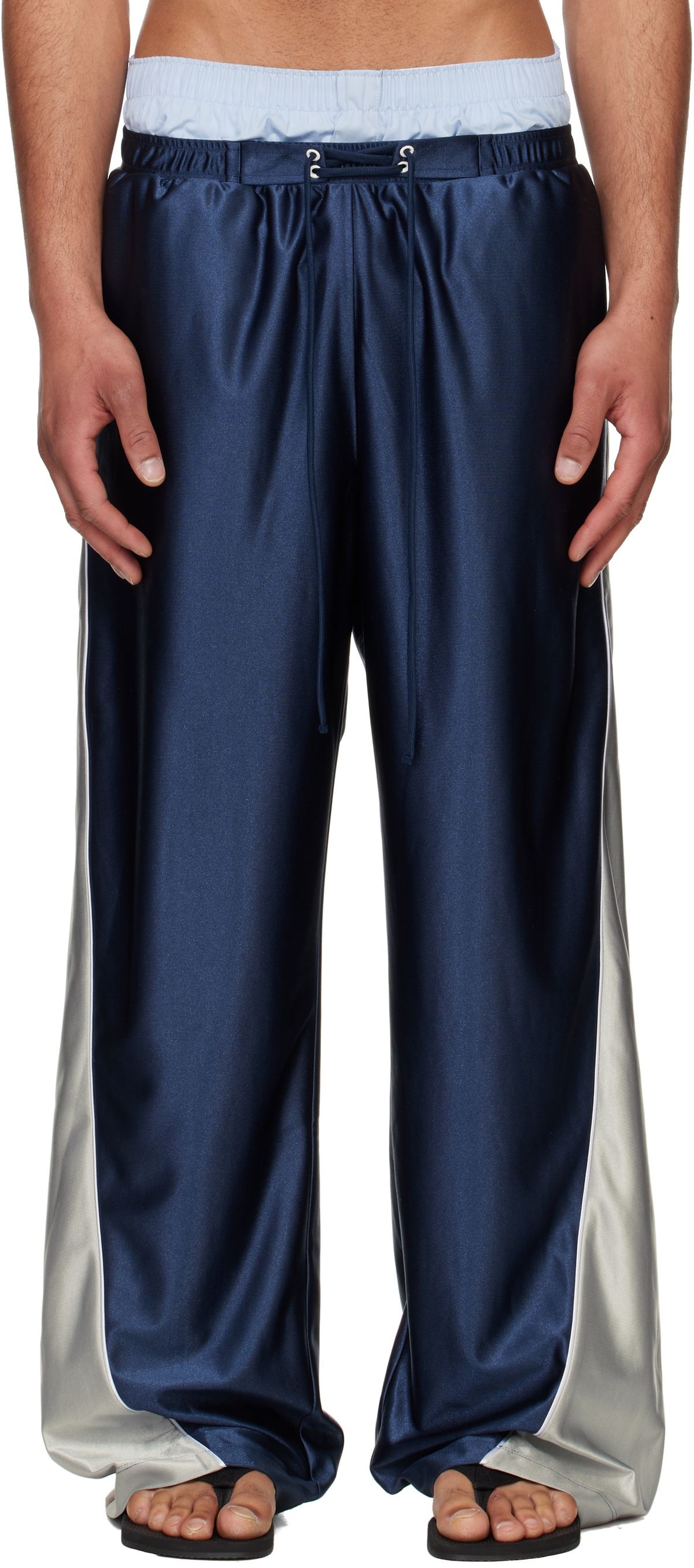Raimundo Langlois Navy Satin Track Pants