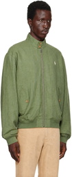 Polo Ralph Lauren Green Linen Herringbone Windbreaker Jacket