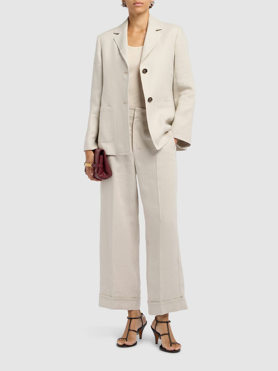 'S Max Mara◆ANSELMO◆リネン ストレートパンツ S MAX MARA Anselmo Linen Wide Leg Pants S Max Mara