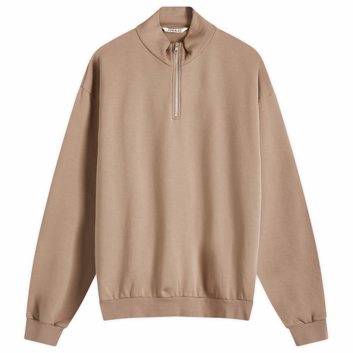 Auralee Men's Quarter Zip Sweat in Gray Beige Auralee