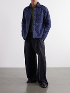 Kardo - Wynton Cut-Out Padded Textured-Cotton Blouson Jacket - Blue