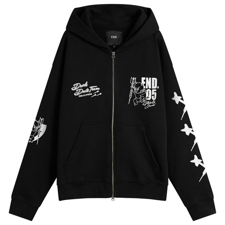 Photo: END. Devils Darts Team Zip-Hoodie in Washed Black