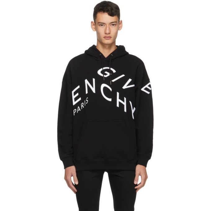 Givenchy Black and White Refracted Logo Hoodie Givenchy