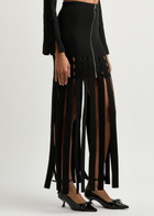 Nanushka Triana Fringed Knitted Midi Skirt Black