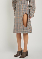 A.W.A.K.E Mode Plaid Cut-out Cotton-blend Midi Skirt Beige