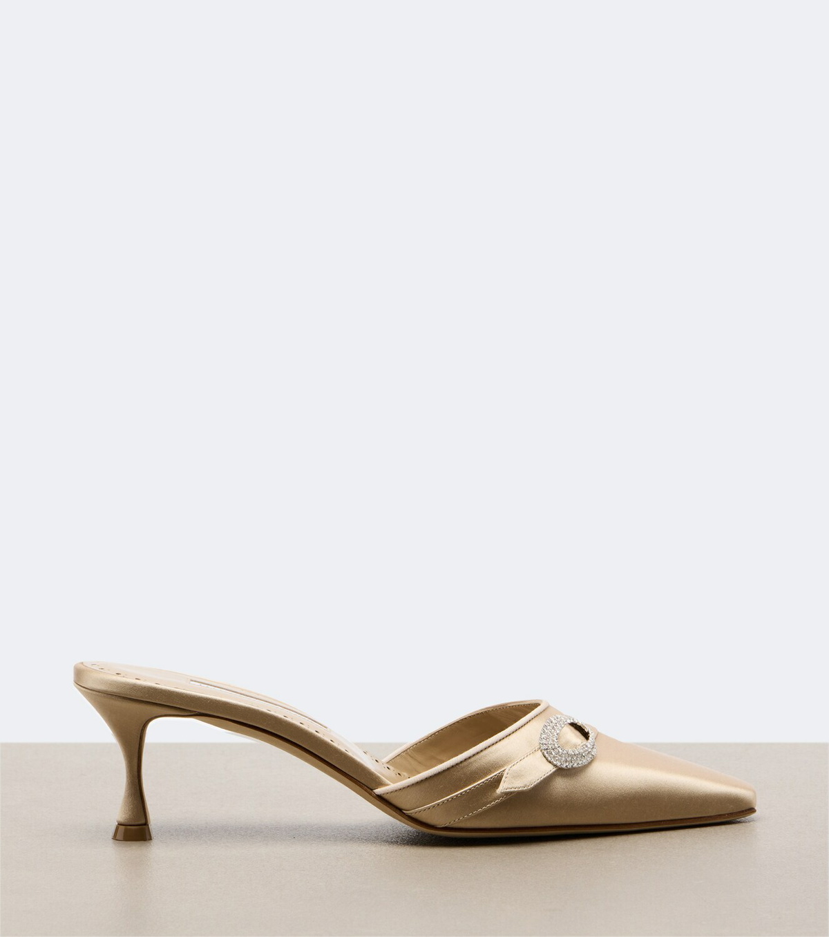 Manolo Blahnik Embellished satin mules