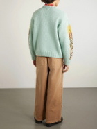 KAPITAL - Peckish Totem Pole Intarsia Wool Sweater - Blue