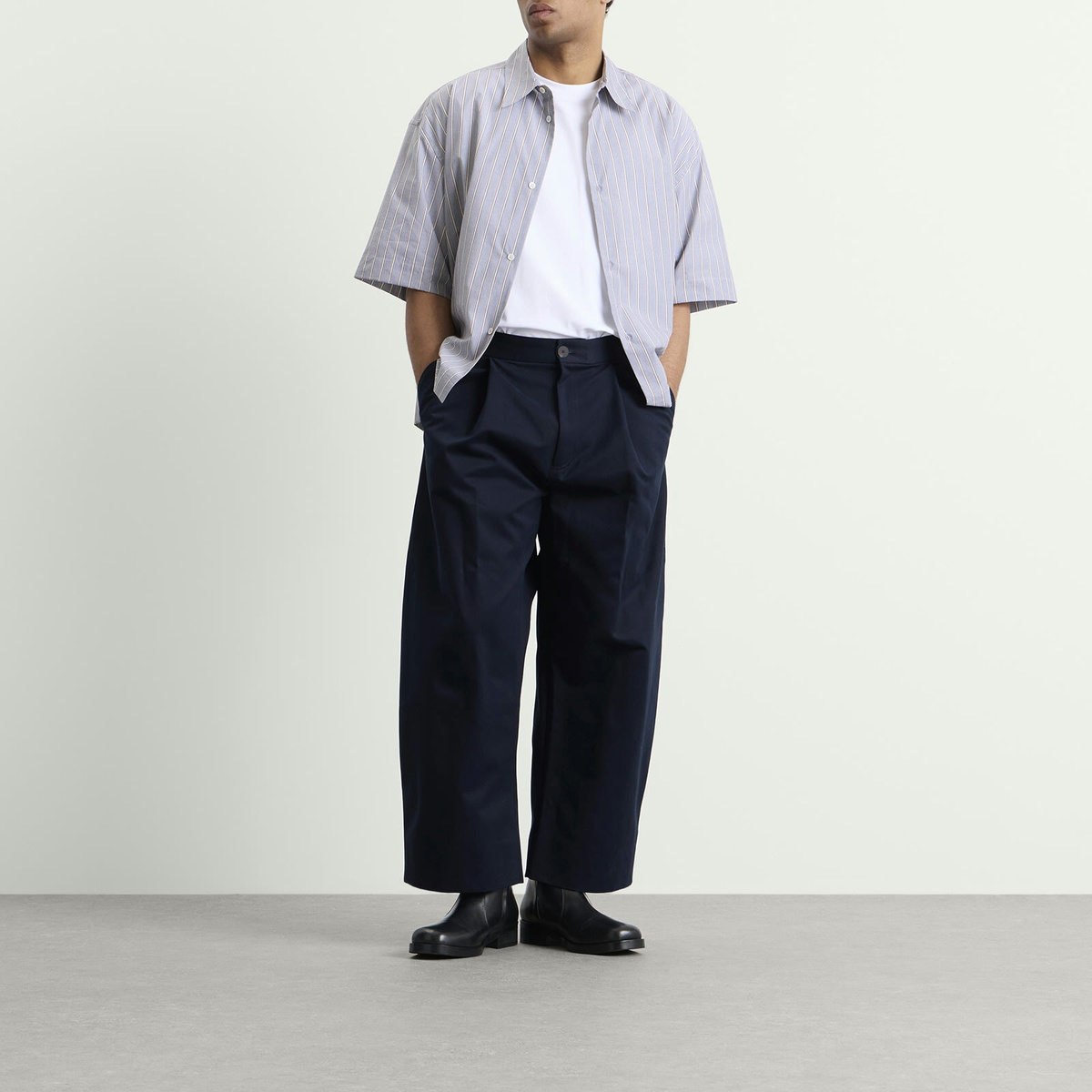 Studio Nicholson Men's Sorte Deep Pleat Volume Pant in Dark Navy