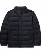 Yves Salomon - Quilted Green Storm System® Wool and Silk-Blend Twill Down Jacket - Blue